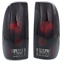 Driver and Passenger Side Halogen Tail Light, Without bulb(s), Clear Lens, Black Interior