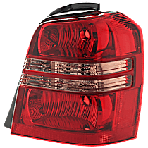 Passenger Side Tail Light, without Bulb, Halogen, Clear and Red Lens
