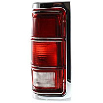 Driver Side Tail Light, Without bulb(s), Halogen, Clear and Red Lens, With Chrome Trim