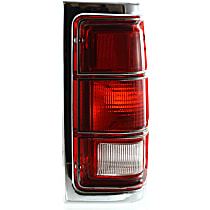 Passenger Side Tail Light, Without bulb(s), Halogen, Clear and Red Lens, With Chrome Trim