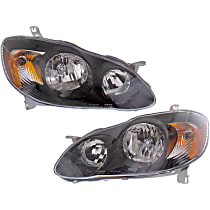 Driver and Passenger Side Headlight, With bulb(s), Clear Lens, Black Interior