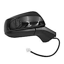Passenger Side Mirror, Power Adjust, Heated, Paintable, Manual Folding, No Signal Light, With Blind Spot Detection in Glass, No Memory, No Puddle Light, No Auto-Dimming