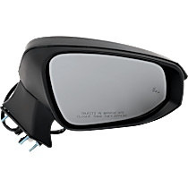 Passenger Side Mirror, Power Adjust, Heated, Paintable, Power Folding, In-housing Signal Light, With Blind Spot Detection in Glass, With Memory, With Puddle Light, No Auto-Dimming