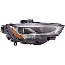 Passenger Side Xenon/LED Headlight, Without bulb(s), Clear Lens, OE Replacement Series