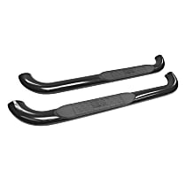 Nerf Bars, 78.8 in. Bed, Stepside, Standard Cab Pickup, Rocker Panel Mount, Powdercoated Black, Cab Length, Set of 2, Platinum series oval - 
