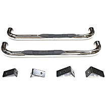 Nerf Bars, 96.0 in. Bed, Fleetside, Standard Cab Pickup, Single Step Pad, Rocker Panel Mount, Polished, Cab Length, Set of 2, E-Series