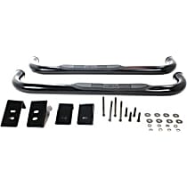 Nerf Bars, 96.0 in. Bed, Fleetside, Standard Cab Pickup, Single Step Pad, Rocker Panel Mount, Powdercoated Black, Cab Length, Set of 2, E-Series - 