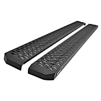 Running Boards, Extended Cab Pickup, 75 In., Mount Kit Not Included, Powdercoated Textured Black, Non-Powered, Steel, Set of 2, Grate Steps Series