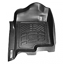 Front Row Molded Floor Liner, For Double Cab; Will Not Work On Models With Manual 4X4 Transfer Case, Black, Made of Rubberized Copolymer, Sure-Fit Series