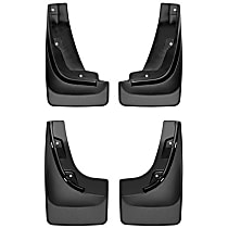 Front and Rear, Driver and Passenger Side Mud Flaps, Black, Plastic