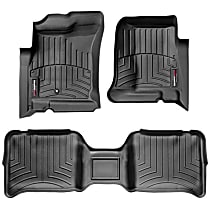 Front and Second Row Molded Floor Liner, Crew Cab Pickup, Black, Made of Rubberized Thermoplastic Polyolefins, FloorLiner Series