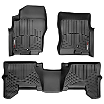 Front and Second Row Molded Floor Liner, Sport Utility, Fits With Two Post Holes, Black, Made of Rubberized Thermoplastic Polyolefins, FloorLiner Series
