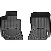 Front Row Molded Floor Liner, with Dual Floor Retention Hooks, Black, Made of Rubberized Thermoplastic Polyolefins, FloorLiner Series