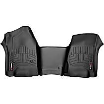 Front Row Molded Floor Liner, Over The Hump, Non-Flow Through Console, Black, Made of Rubberized Thermoplastic Polyolefins, FloorLiner Series