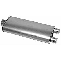 Muffler, 155.5 in. Wheelbase, With Single Catalytic Converter, Requires PN[35567] Shield (2) PN[35564] Straps, With 3 in. Inlet, Dual Outlet, 5.7L 8Cyl, Tru Fit Series - 