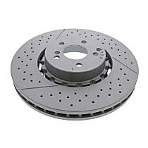 219-421-02-12 Front, Driver or Passenger Side Brake Disc, Cross-drilled and Slotted