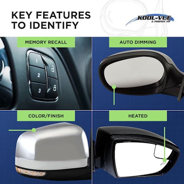 Kool Vue Driver Side Mirror, Power, Manual Folding, Non-Heated 