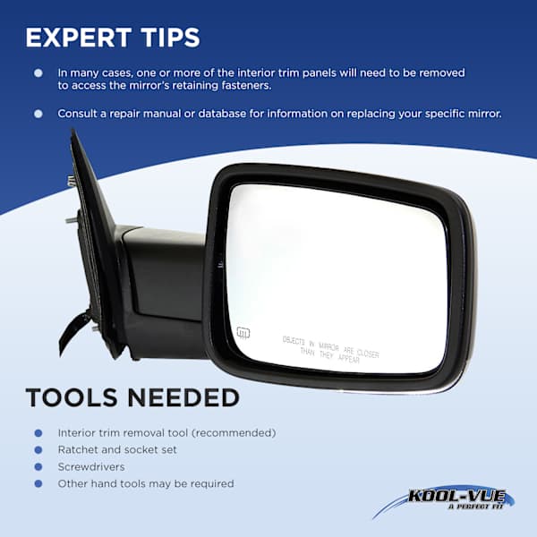 Kool Vue Driver Side Mirror, Power, Manual Folding, Non-Heated 
