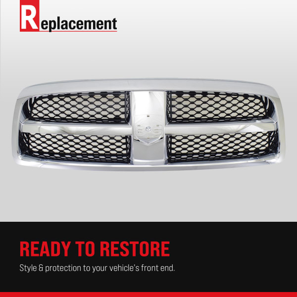 Replacement Grille Assembly, Chrome Shell with Painted Black