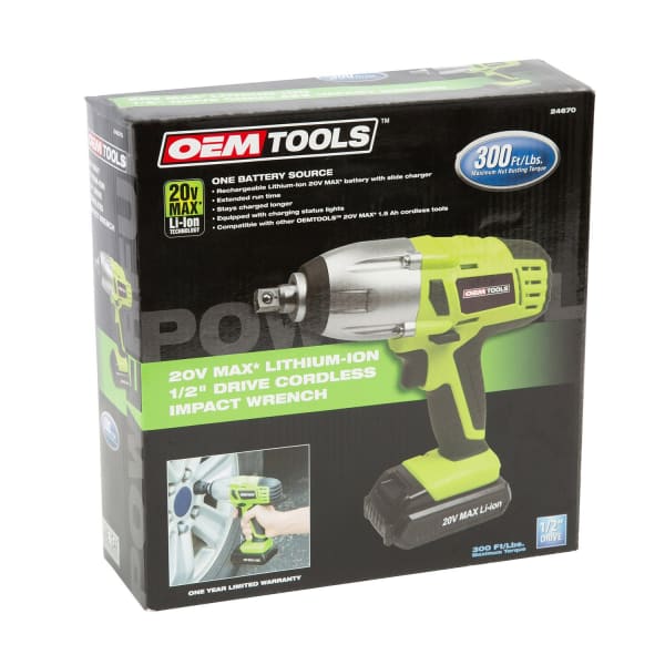OEMTOOLS 24670 20V MAX Lithium ion Cordless 1 2 in. Drive Impact Wrench