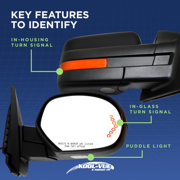 Kool Vue Driver Side Mirror, Non-Towing, Power, Power Folding