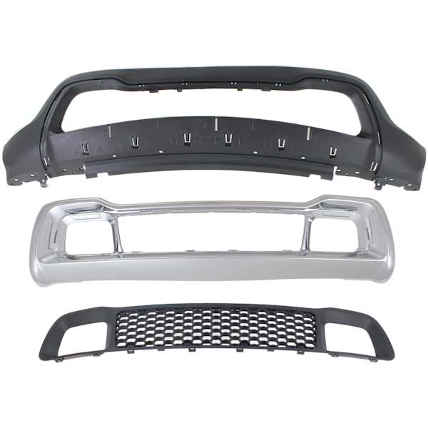 Replacement 3Piece Kit Front Bumper Grille, Black and Chrome, includes