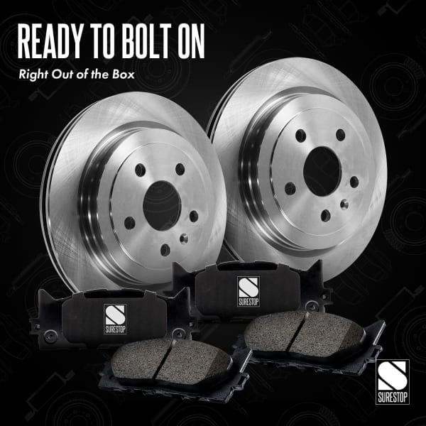 SureStop® Front Brake Disc and Pad Kit, Plain Surface, 5 Lugs