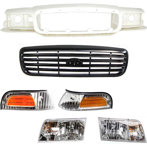 Replacement 6Piece Kit Header Panel, includes Grille, Header Panel