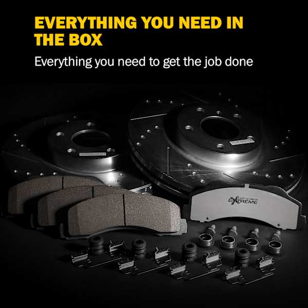 Power Stop K657 Z23 Carbon Fiber Brake Kit - Front & Rear Drilled/Slotted Rotors & Pads For Nissan 240SX 1996-1998