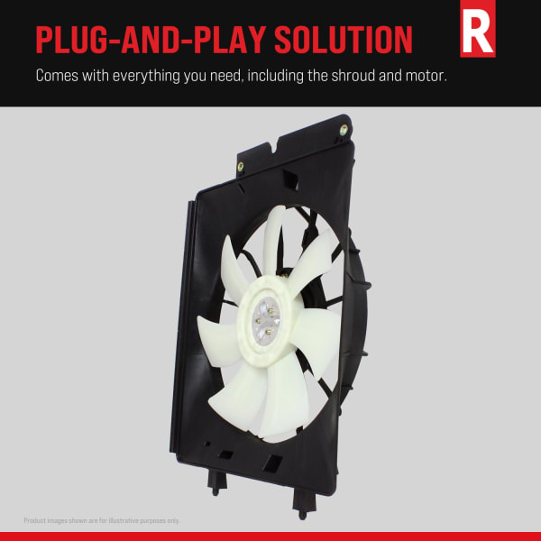 Replacement Radiator Fan - Fan Blade, Motor and Shroud REPB160704 