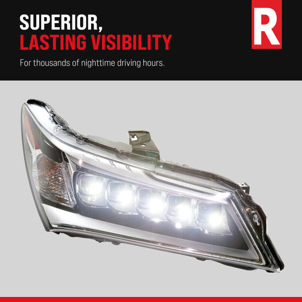 Replacement Driver Side Headlight, with Bulb, LED, Clear Lens