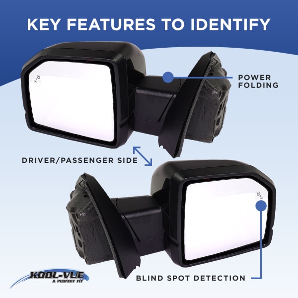 Kool Vue Driver and Passenger Side Mirror, Power, Manual Folding 
