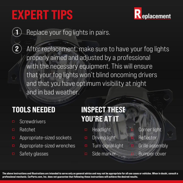 Replacement Front, Driver and Passenger Side Fog Lights