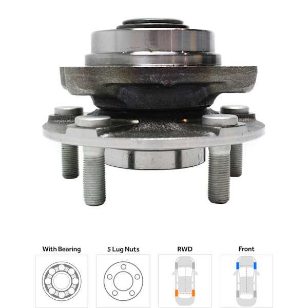 TrueDrive Front and Rear, Driver and Passenger Side Wheel Hubs, with Bearings, Rear Wheel Drive