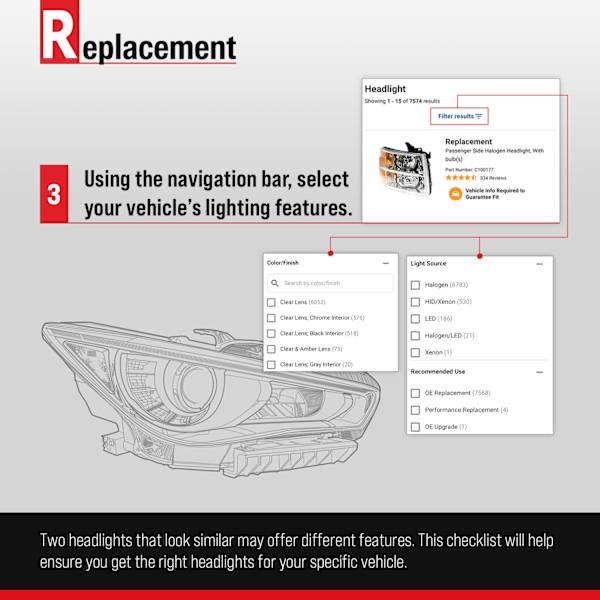 Replacement Driver Side Headlight, with Bulb, Halogen, Clear