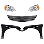 Replacement® 2003 Honda Civic - Driver and Passenger Side Headlights, with Bulbs, Halogen, 4-Door, Sedan SET-20-5949-00