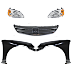 Replacement® 2003 Honda Civic - Driver and Passenger Side Headlights, with Bulbs, Halogen, 4-Door, Sedan SET-20-5949-00