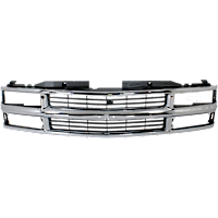 Grille, Chrome Shell with Painted Black Insert, with Dual Headlight Holes And Emblem Provision, For Models with Composite Headlights
