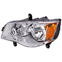 Driver Side Headlight, with Bulb, Halogen, Chrome Interior