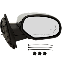 Passenger Side Mirror, Power, Heated, Power Folding, Chrome, In-glass Signal Light, With Memory, With Puddle Light, No Auto-Dimming, With Blind Spot Detection in Glass