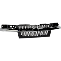 Grille, Textured Gray, 2-piece Design, with Chrome Center Bar and Emblem Provision