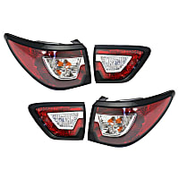 Driver and Passenger Side, Inner and Outer Tail Lights, with Bulbs, Halogen, Mounts On Body and Liftgate, CAPA Certified