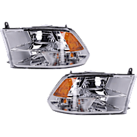 Driver and Passenger Side Headlights, with Bulbs, Halogen, Reflector Type, For Models with Quad Lights, without Daytime Running Lights