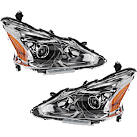 Driver and Passenger Side Headlights, with Bulbs, Halogen, Sedan