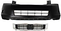 Replacement 2008 Honda Accord - Grille Assembly Kit, Chrome Shell with Paintable Insert, Grille, Sedan, includes Bumper Cover KIT-020418-16