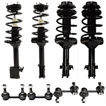 AM Autoparts Rear Strut & Spring Assembly Kit With Sway Bar Links For 2006-2008 Subaru Forester