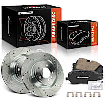Auto Shack Rear Drilled & Slotted Brake Rotors With Ceramic Pads For Chevy Express 1500 V6 & More