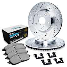 R1 Concepts Front Rear Brake Rotor Kit |Brake Rotors| Brake Disc |Drilled And Slotted WHPN2-41001