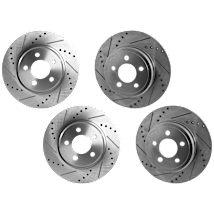 JC Whitney Front and Rear Brake Discs, 4-Wheel Set, Cross-drilled