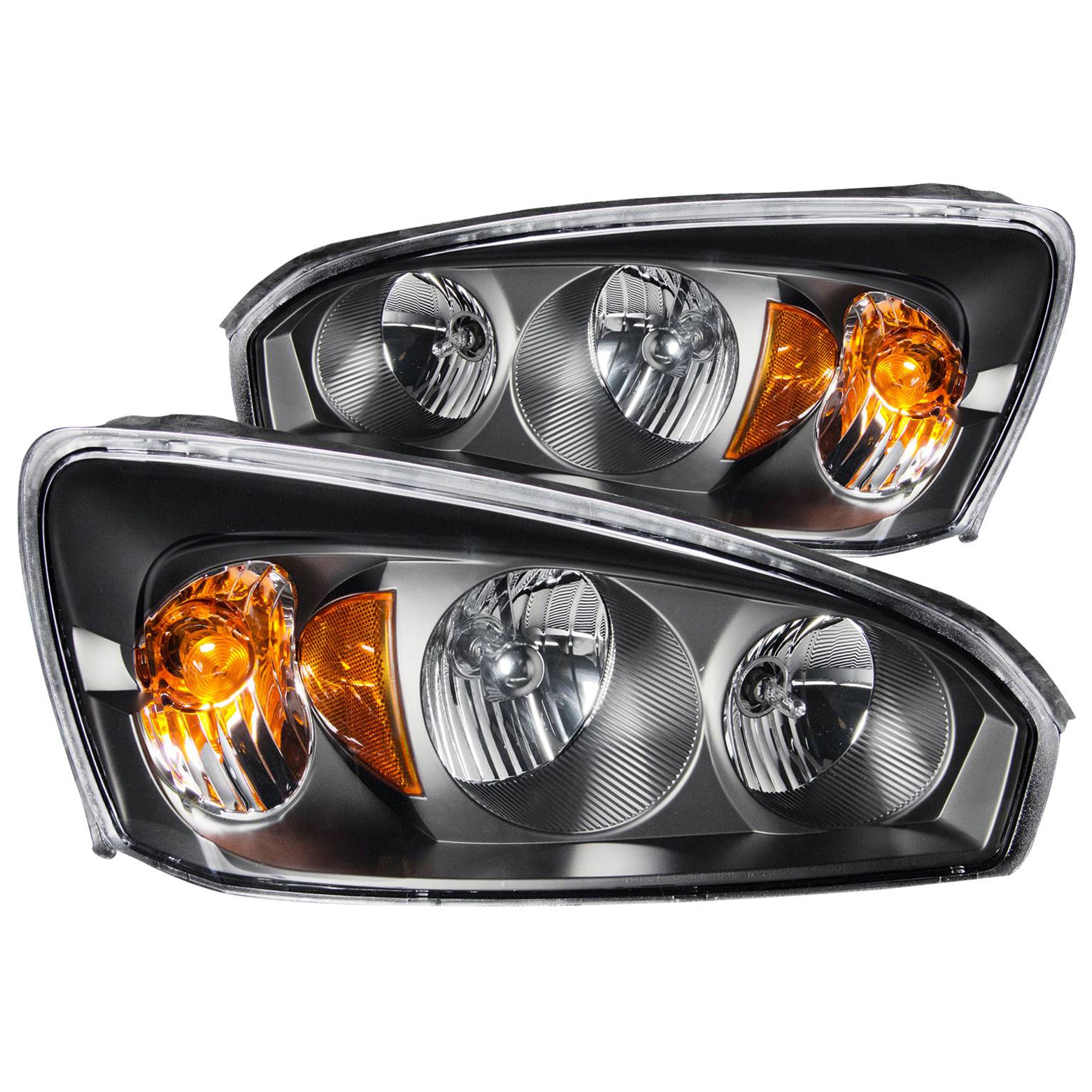 2005 Chevrolet Malibu Driver and Passenger Side Halogen Headlight, With bulb(s), Clear Lens, Black Interior, Crystal Series 121221 by Anzo®